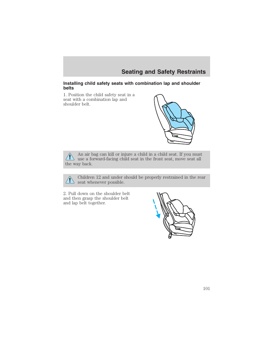 Seating and safety restraints | FORD 2003 E-550 v.1 User Manual | Page 101 / 232