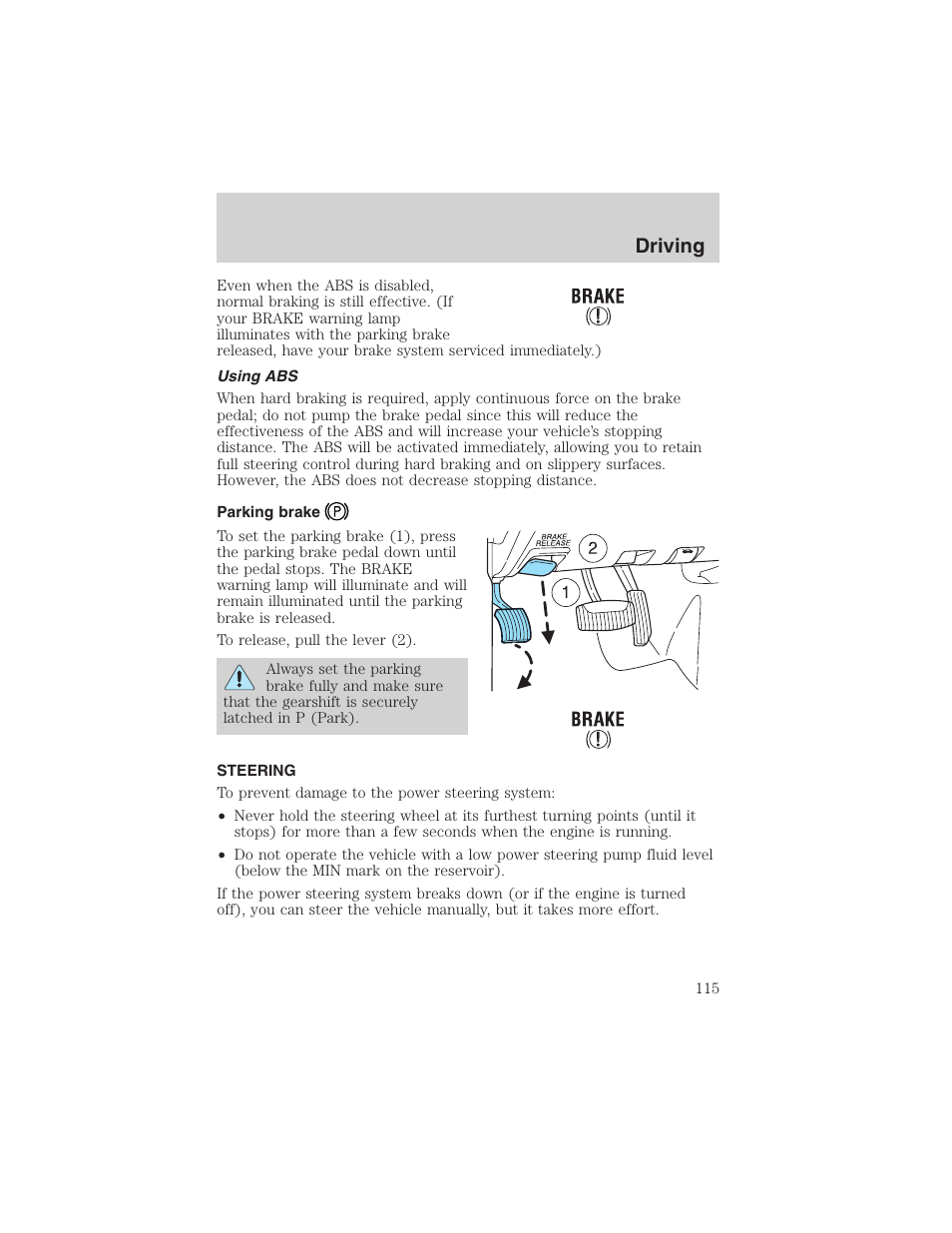 Driving | FORD 2003 E-550 v.1 User Manual | Page 115 / 232
