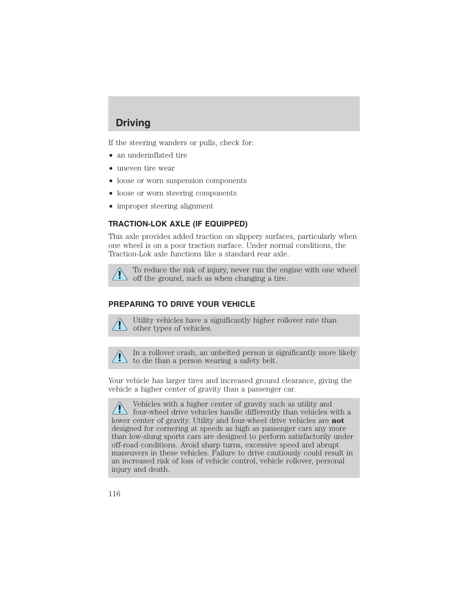 Driving | FORD 2003 E-550 v.1 User Manual | Page 116 / 232