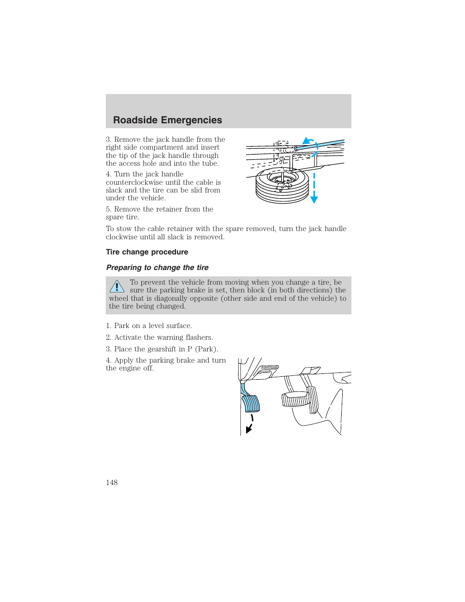 Roadside emergencies | FORD 2003 E-550 v.1 User Manual | Page 148 / 232