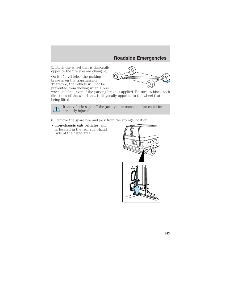 Roadside emergencies | FORD 2003 E-550 v.1 User Manual | Page 149 / 232