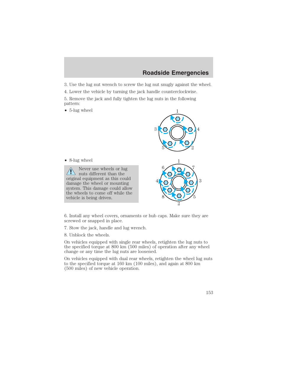 Roadside emergencies | FORD 2003 E-550 v.1 User Manual | Page 153 / 232
