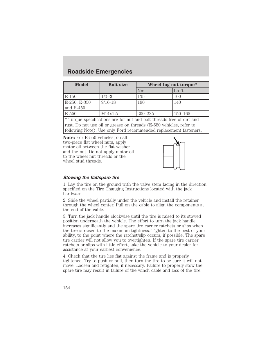 Roadside emergencies | FORD 2003 E-550 v.1 User Manual | Page 154 / 232