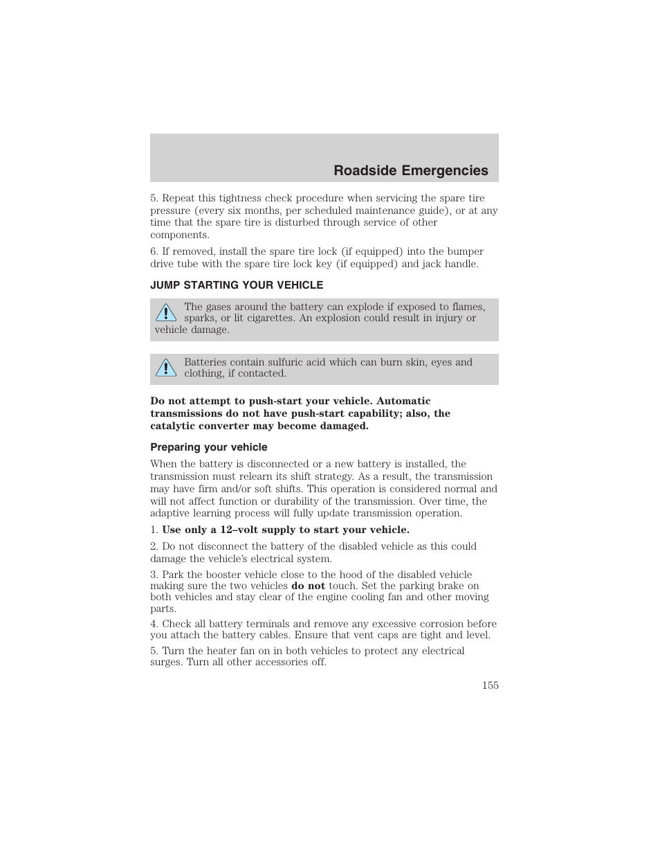 Roadside emergencies | FORD 2003 E-550 v.1 User Manual | Page 155 / 232
