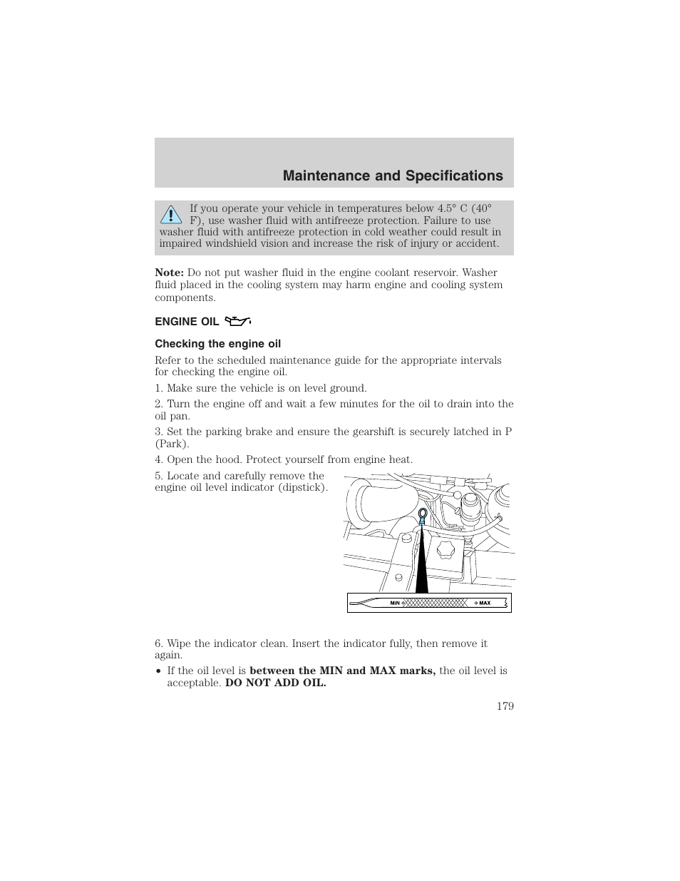 Maintenance and specifications | FORD 2003 E-550 v.1 User Manual | Page 179 / 232