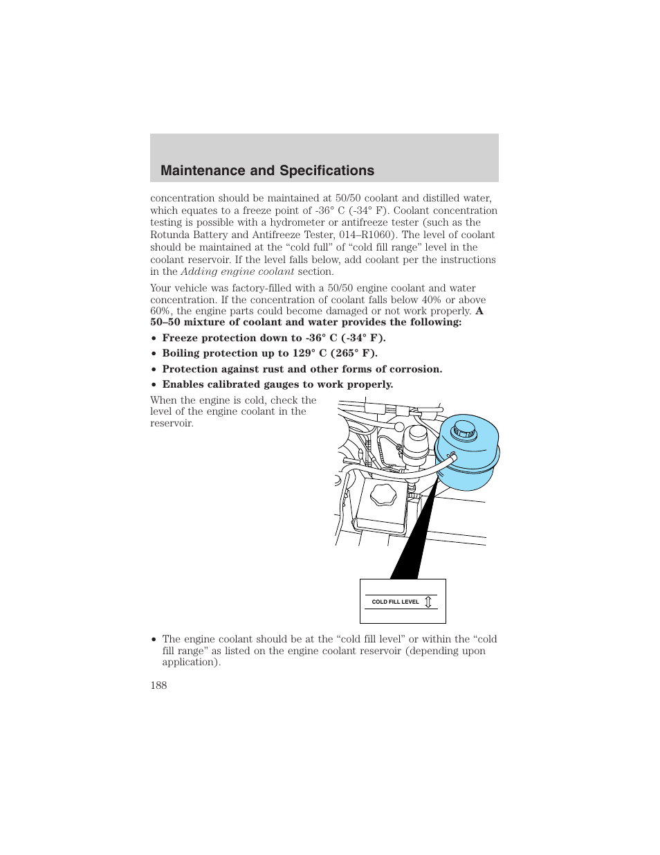 Maintenance and specifications | FORD 2003 E-550 v.1 User Manual | Page 188 / 232