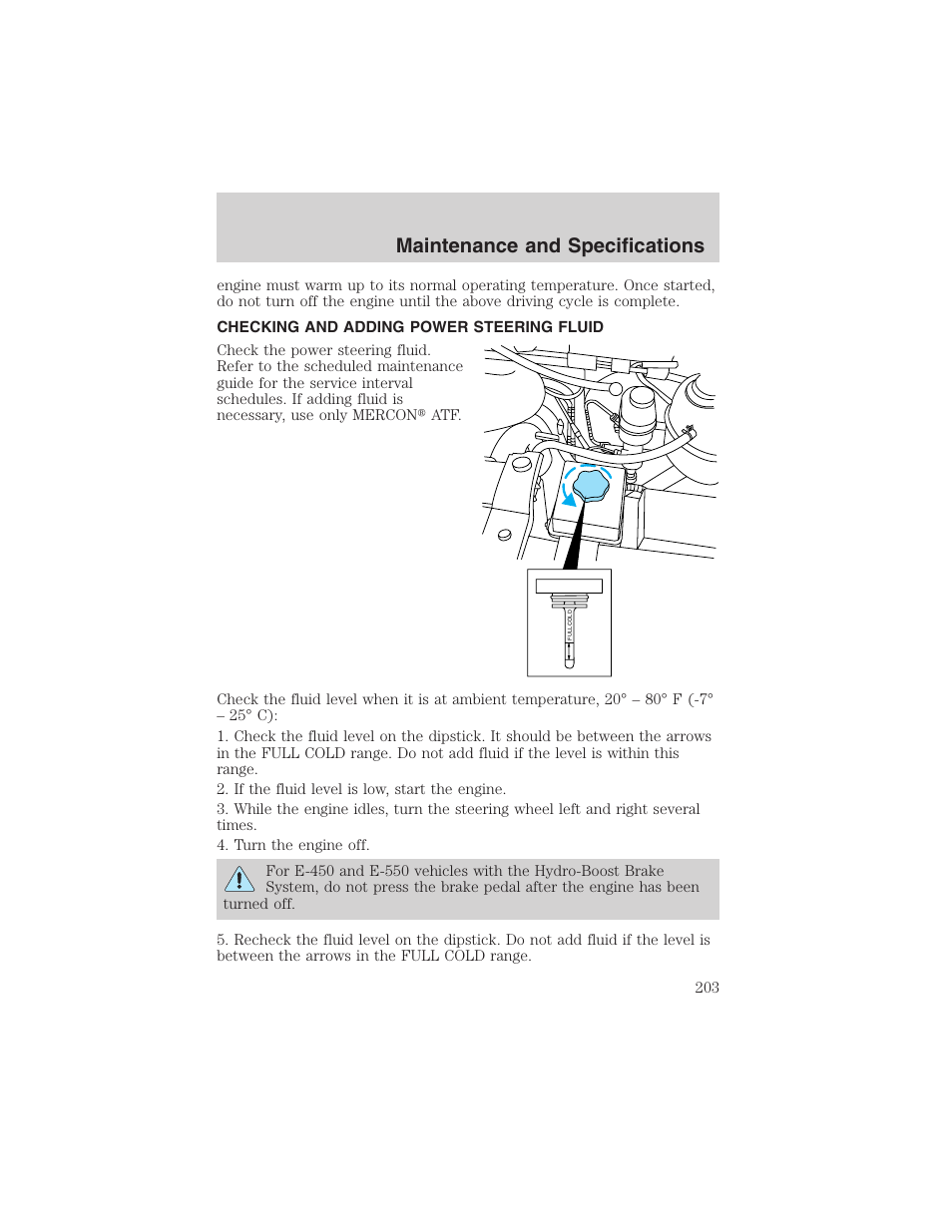 Maintenance and specifications | FORD 2003 E-550 v.1 User Manual | Page 203 / 232