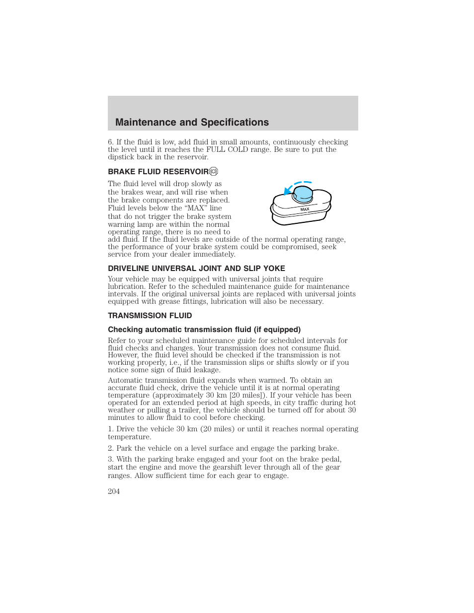 Maintenance and specifications | FORD 2003 E-550 v.1 User Manual | Page 204 / 232