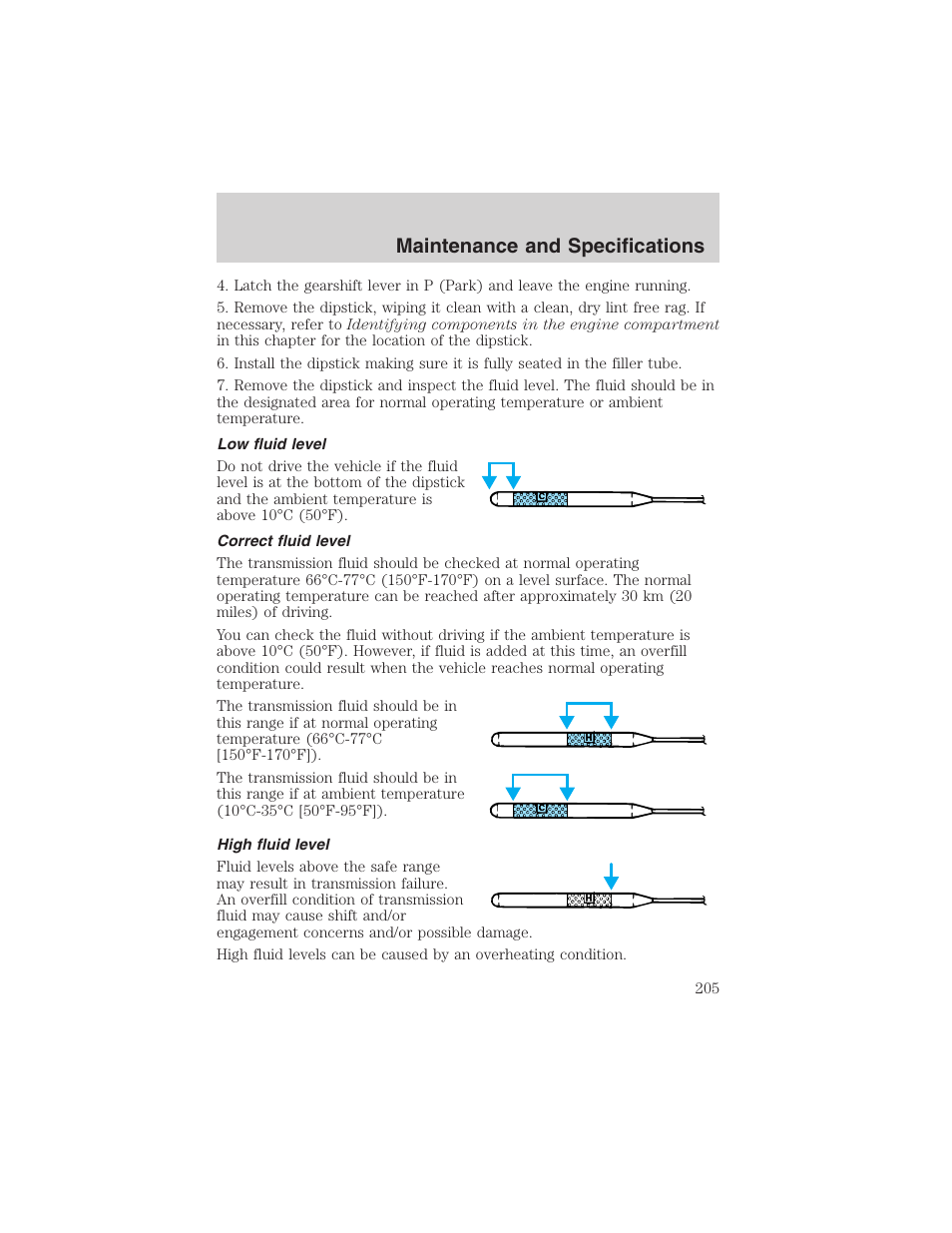 Maintenance and specifications | FORD 2003 E-550 v.1 User Manual | Page 205 / 232