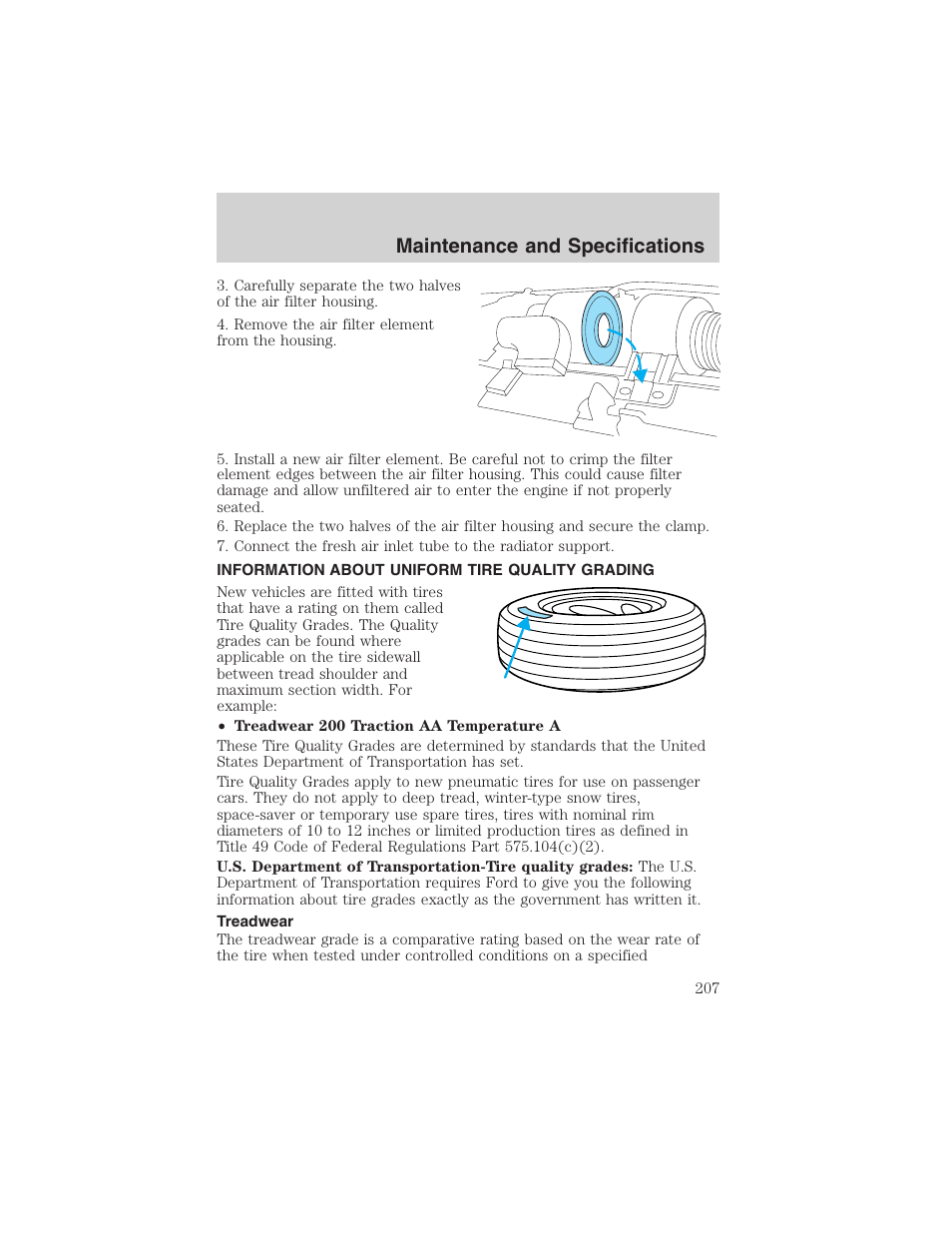 Maintenance and specifications | FORD 2003 E-550 v.1 User Manual | Page 207 / 232