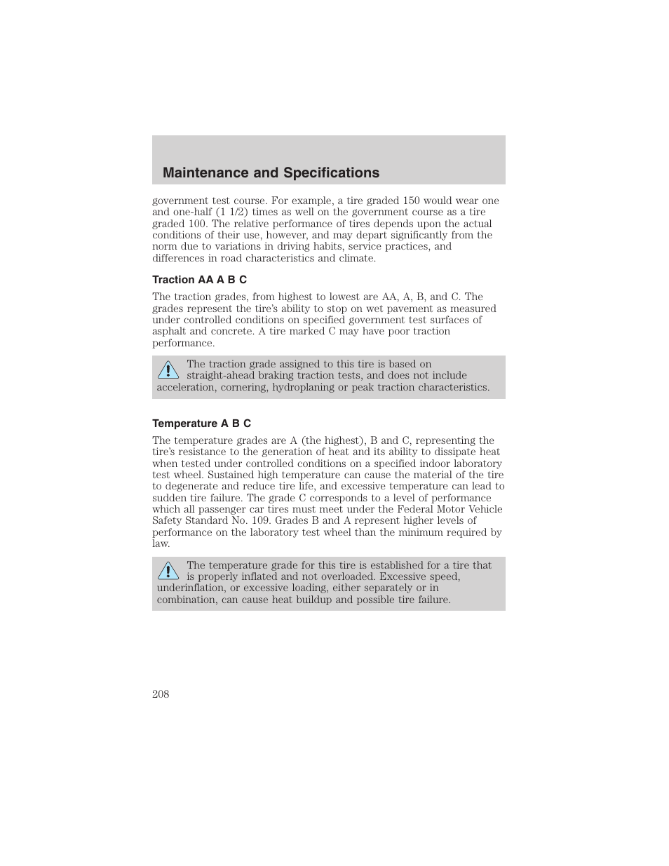 Maintenance and specifications | FORD 2003 E-550 v.1 User Manual | Page 208 / 232