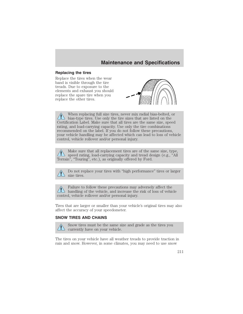 Maintenance and specifications | FORD 2003 E-550 v.1 User Manual | Page 211 / 232