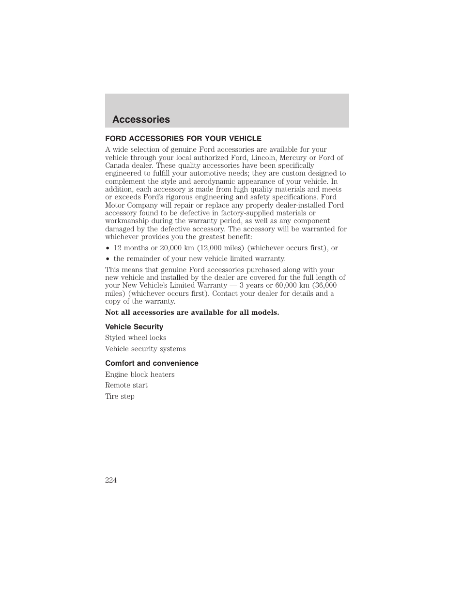 Accessories | FORD 2003 E-550 v.1 User Manual | Page 224 / 232