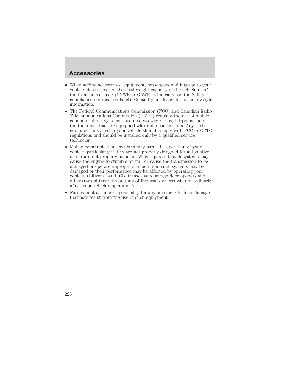 Accessories | FORD 2003 E-550 v.1 User Manual | Page 226 / 232