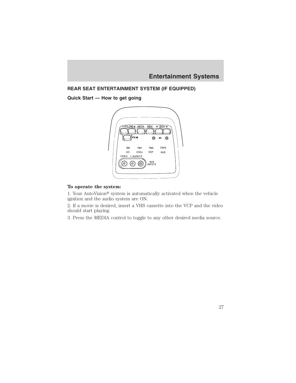 Entertainment systems | FORD 2003 E-550 v.1 User Manual | Page 27 / 232