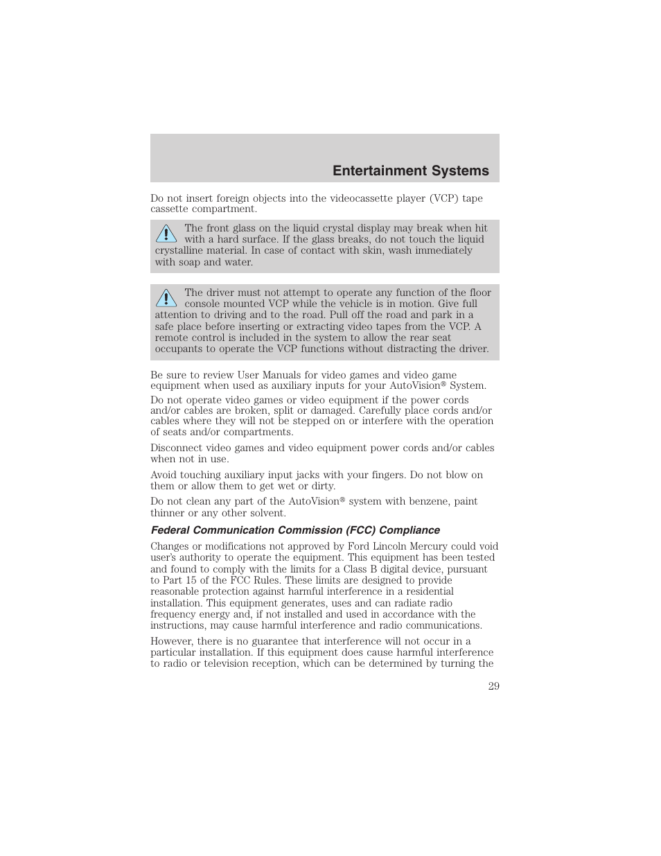 Entertainment systems | FORD 2003 E-550 v.1 User Manual | Page 29 / 232