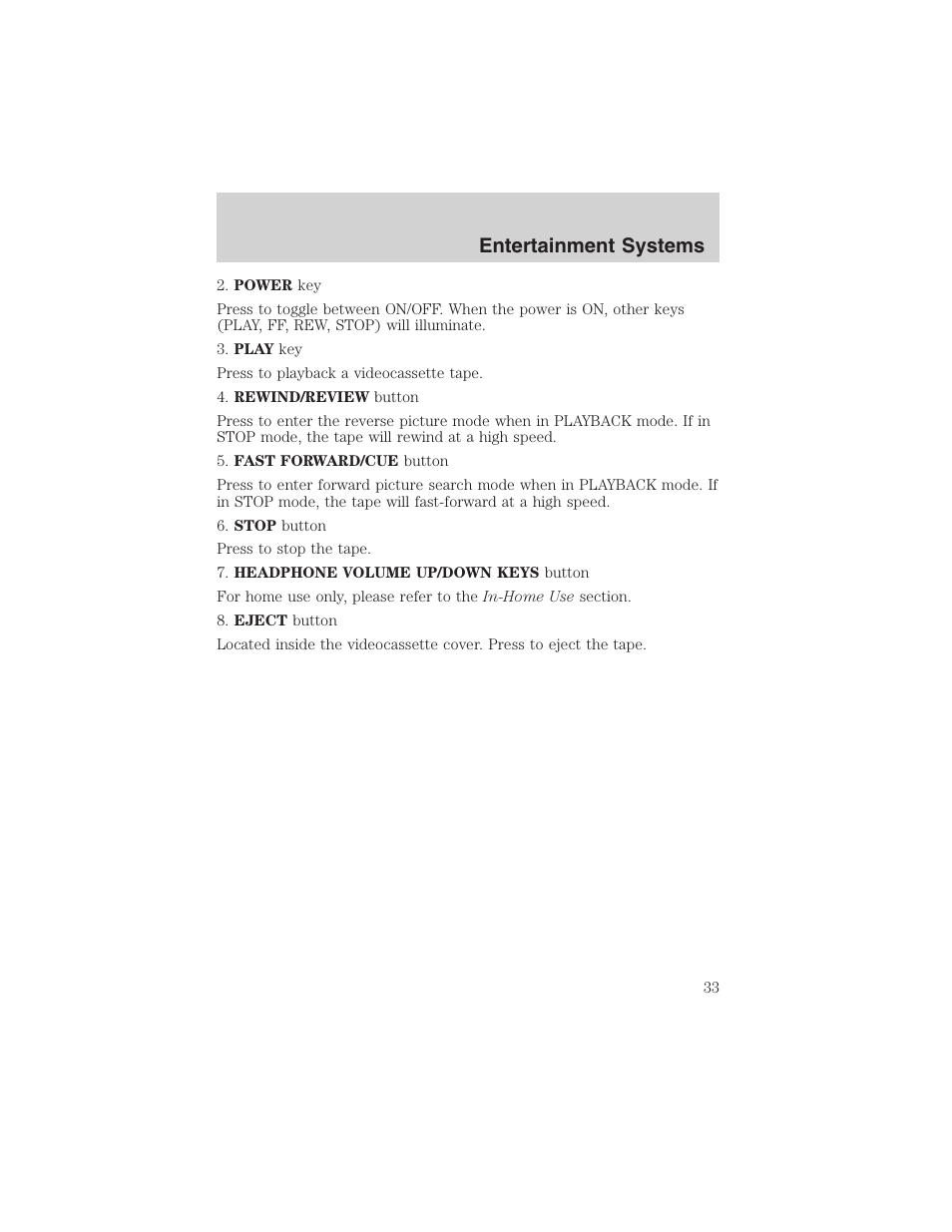 Entertainment systems | FORD 2003 E-550 v.1 User Manual | Page 33 / 232