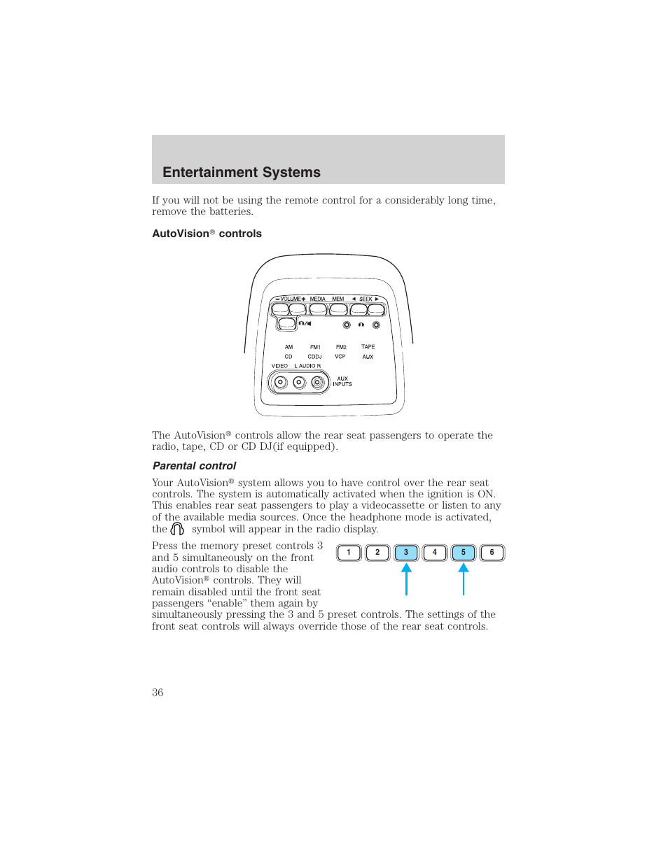 Entertainment systems | FORD 2003 E-550 v.1 User Manual | Page 36 / 232