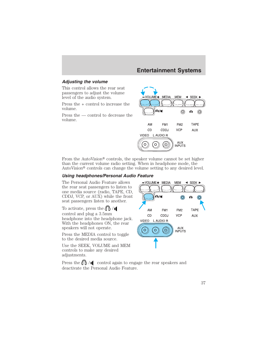 Entertainment systems | FORD 2003 E-550 v.1 User Manual | Page 37 / 232