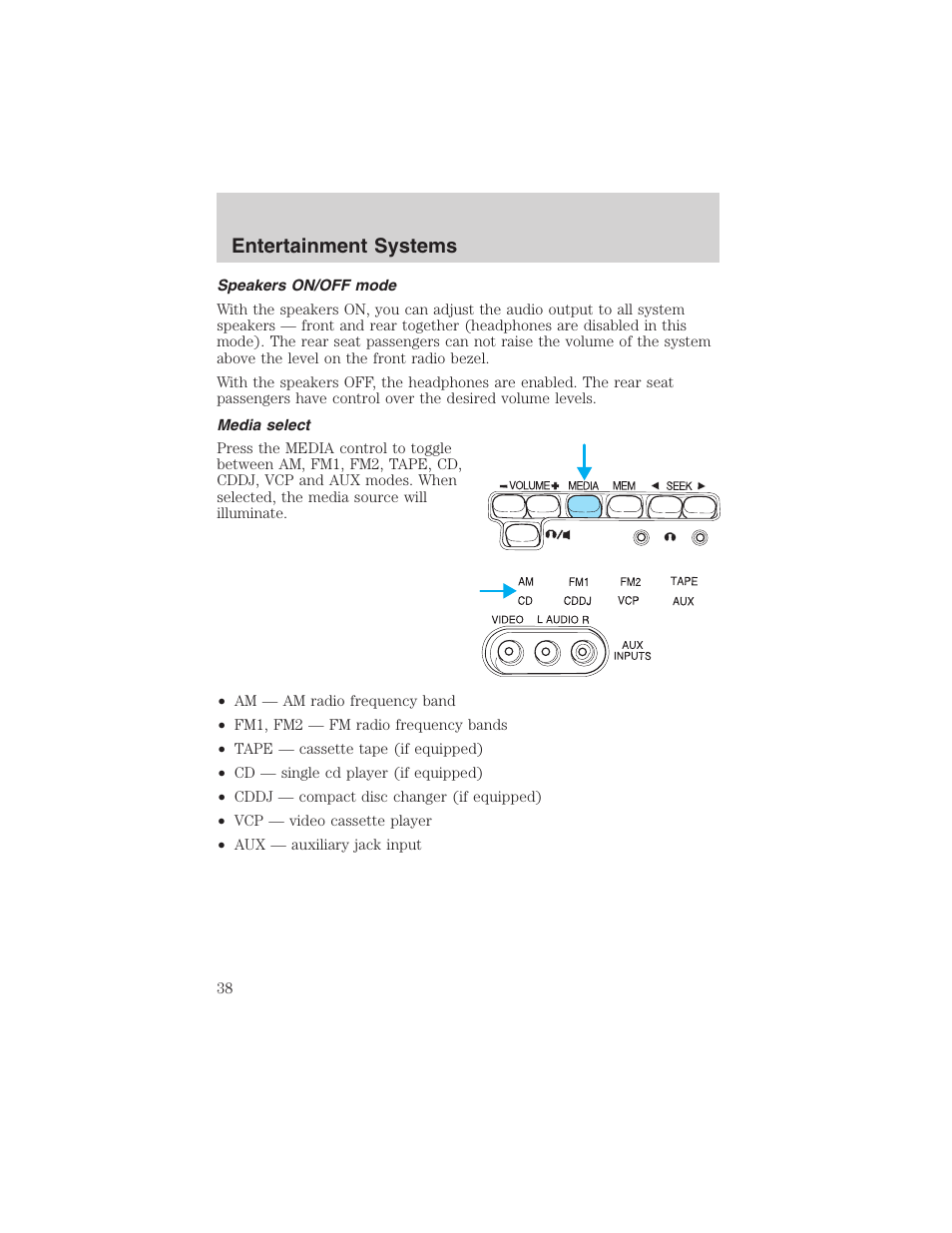 Entertainment systems | FORD 2003 E-550 v.1 User Manual | Page 38 / 232