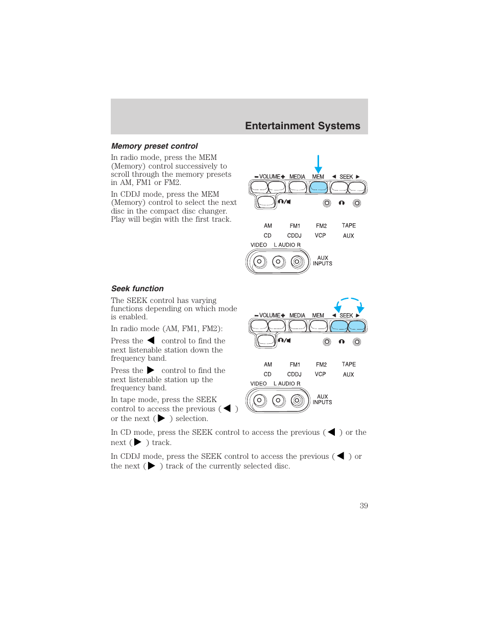 Entertainment systems | FORD 2003 E-550 v.1 User Manual | Page 39 / 232