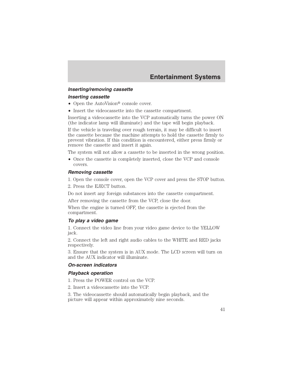 Entertainment systems | FORD 2003 E-550 v.1 User Manual | Page 41 / 232