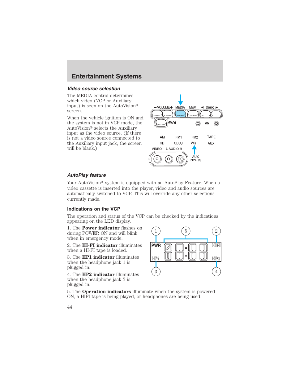 Entertainment systems | FORD 2003 E-550 v.1 User Manual | Page 44 / 232