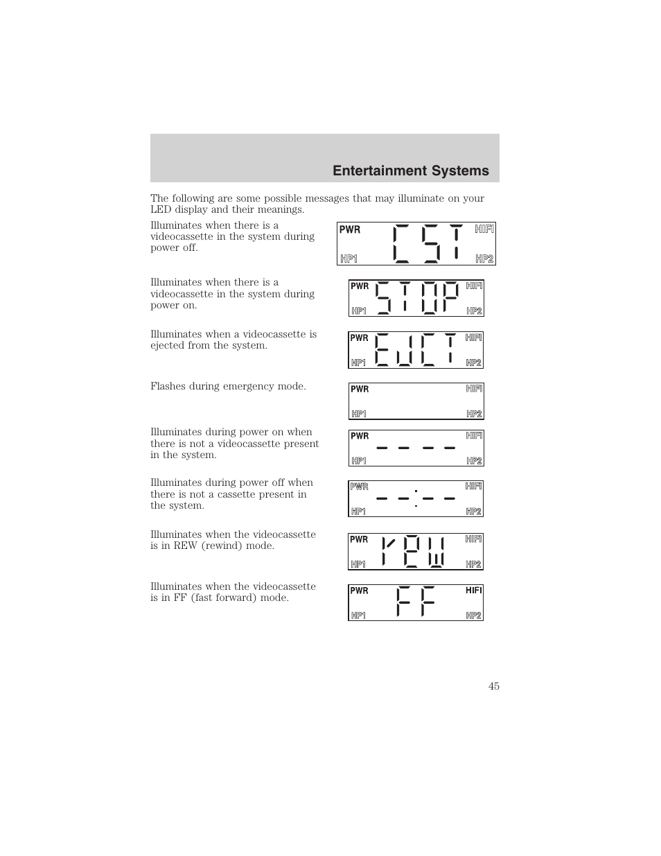Entertainment systems | FORD 2003 E-550 v.1 User Manual | Page 45 / 232