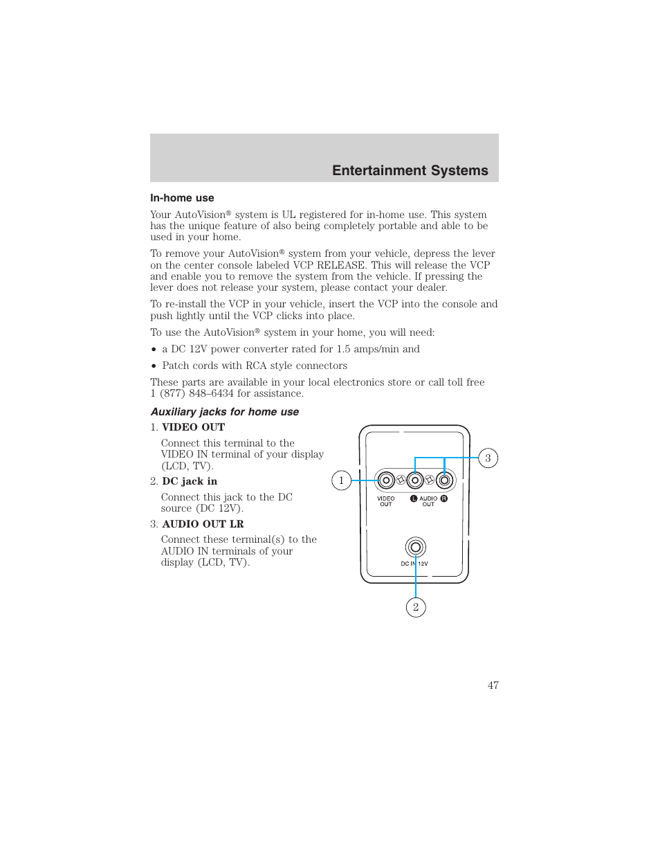 Entertainment systems | FORD 2003 E-550 v.1 User Manual | Page 47 / 232