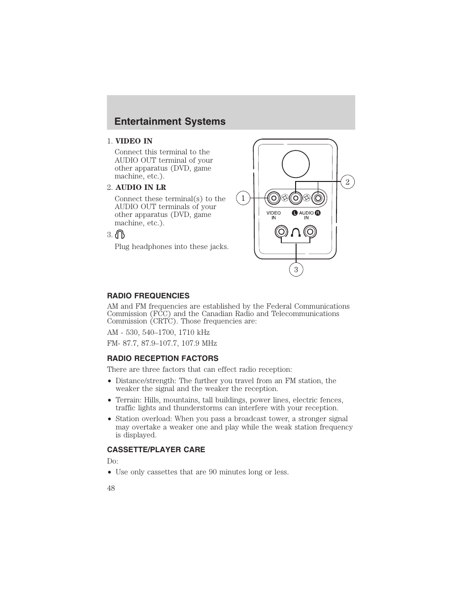 Entertainment systems | FORD 2003 E-550 v.1 User Manual | Page 48 / 232