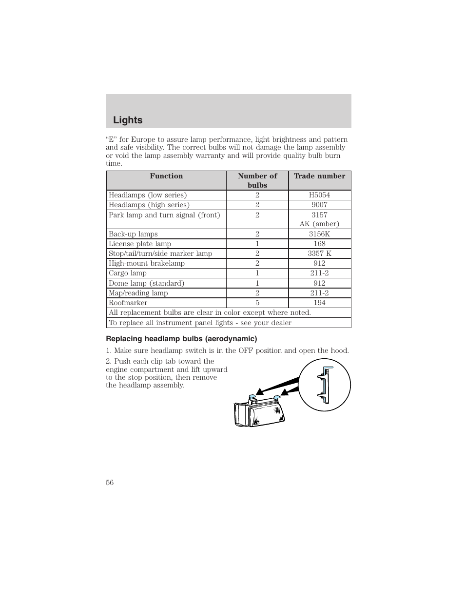 Lights | FORD 2003 E-550 v.1 User Manual | Page 56 / 232