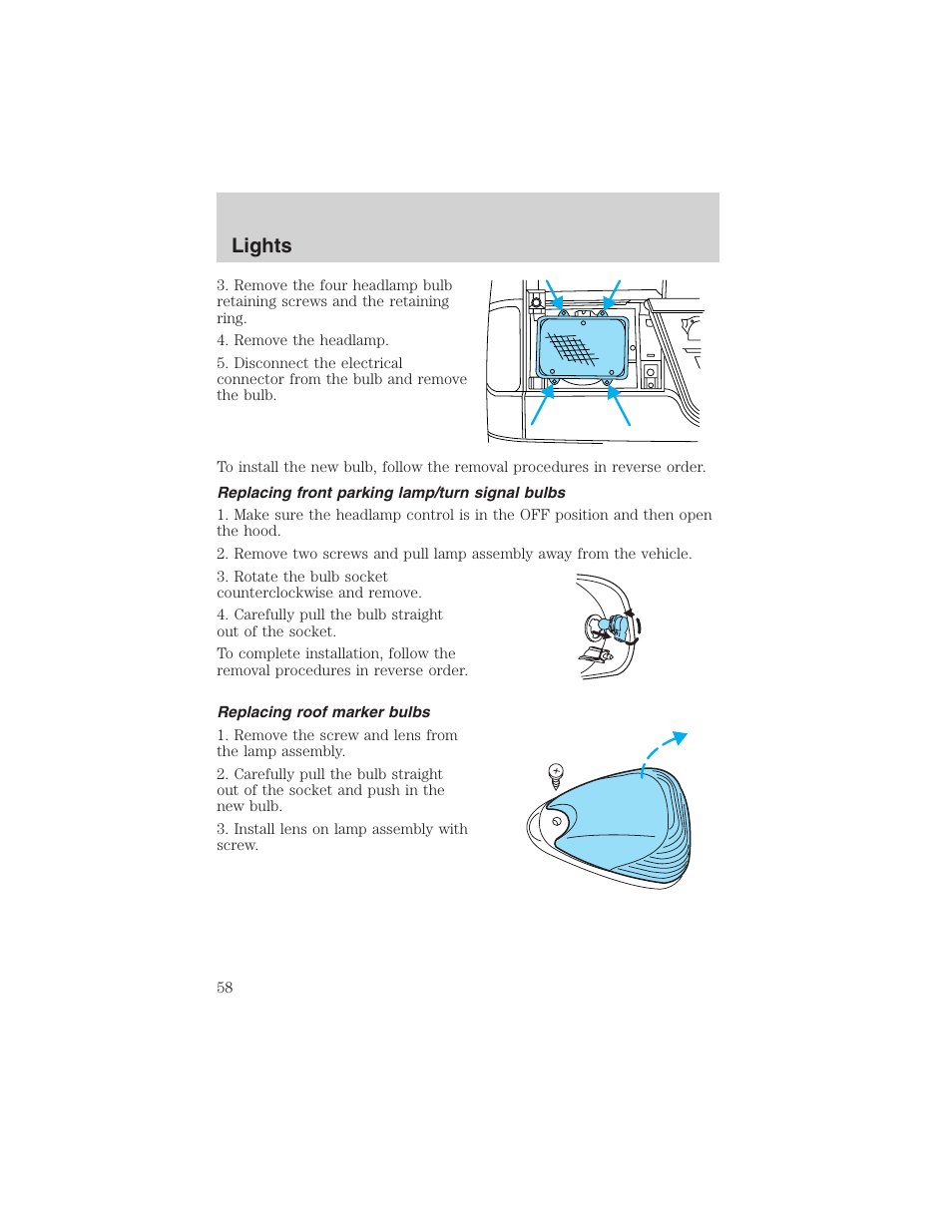 Lights | FORD 2003 E-550 v.1 User Manual | Page 58 / 232