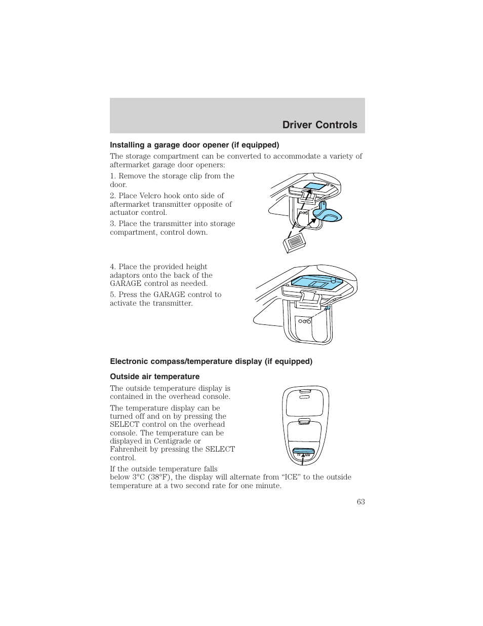 Driver controls | FORD 2003 E-550 v.1 User Manual | Page 63 / 232