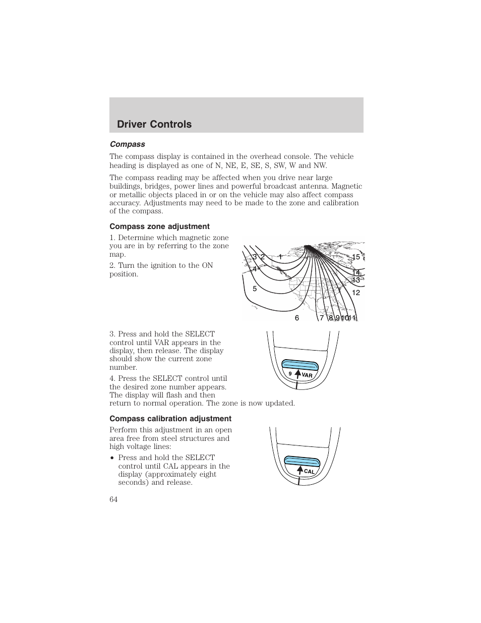 Driver controls | FORD 2003 E-550 v.1 User Manual | Page 64 / 232