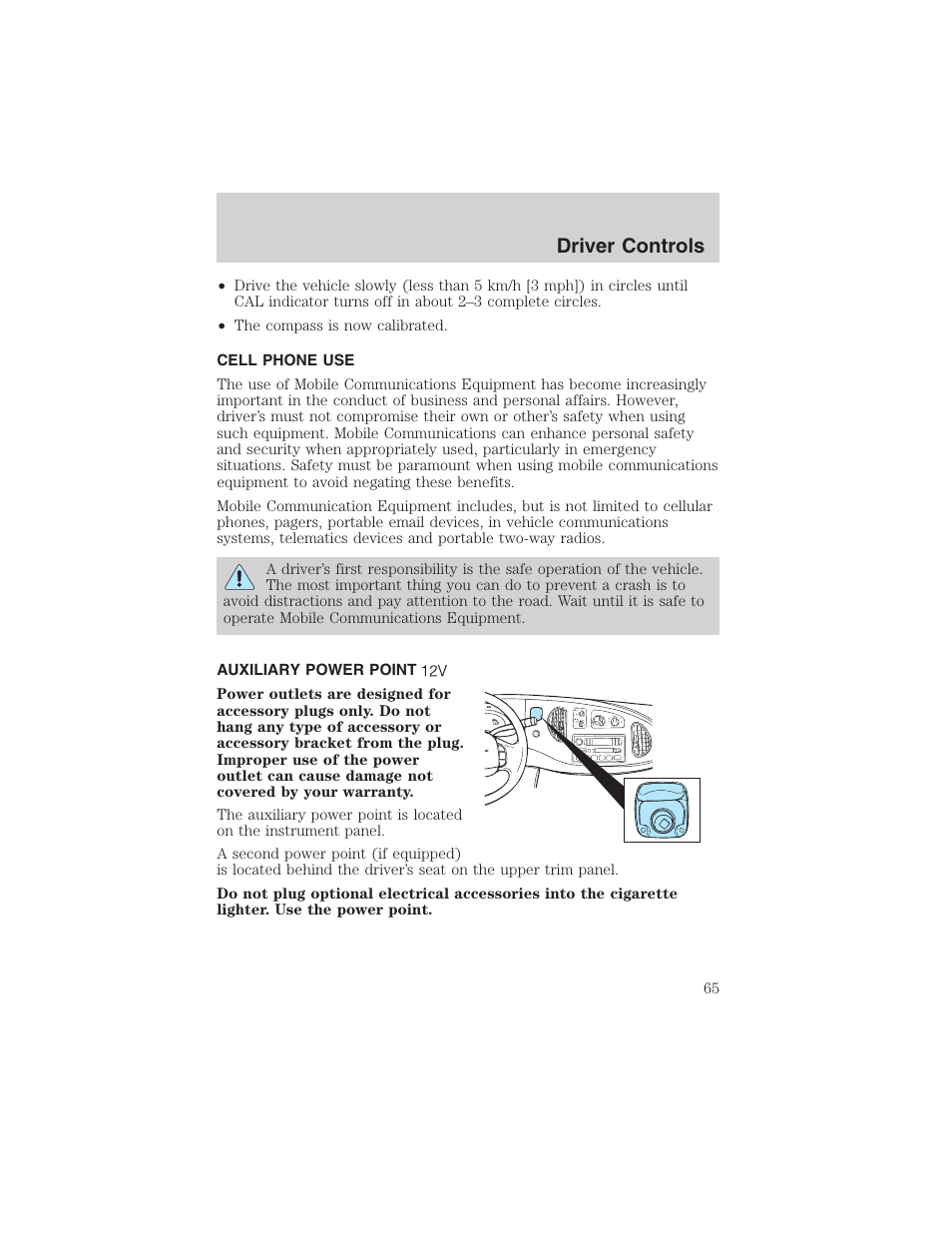 Driver controls | FORD 2003 E-550 v.1 User Manual | Page 65 / 232