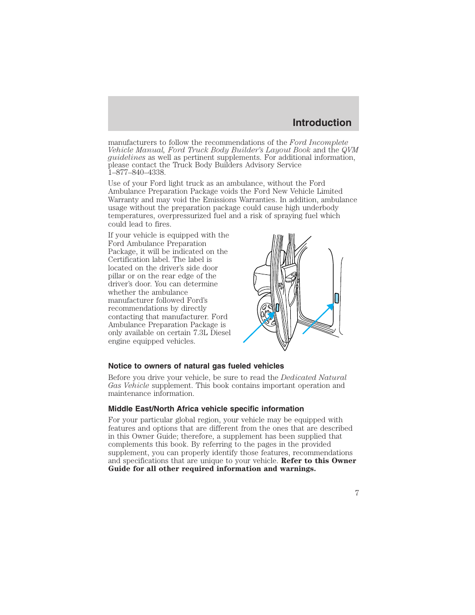 Introduction | FORD 2003 E-550 v.1 User Manual | Page 7 / 232