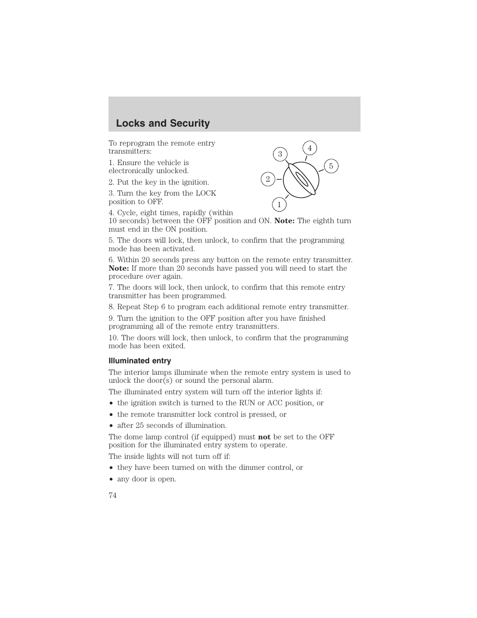 Locks and security | FORD 2003 E-550 v.1 User Manual | Page 74 / 232