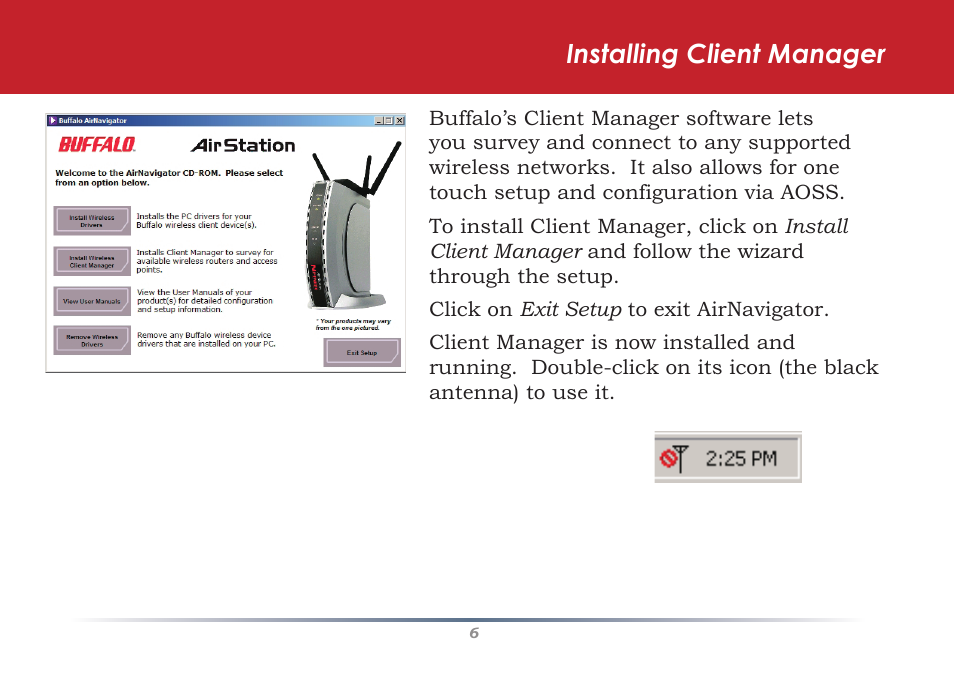 Installing client manager | Buffalo Technology WLI-CB-AG300NH User Manual | Page 6 / 11