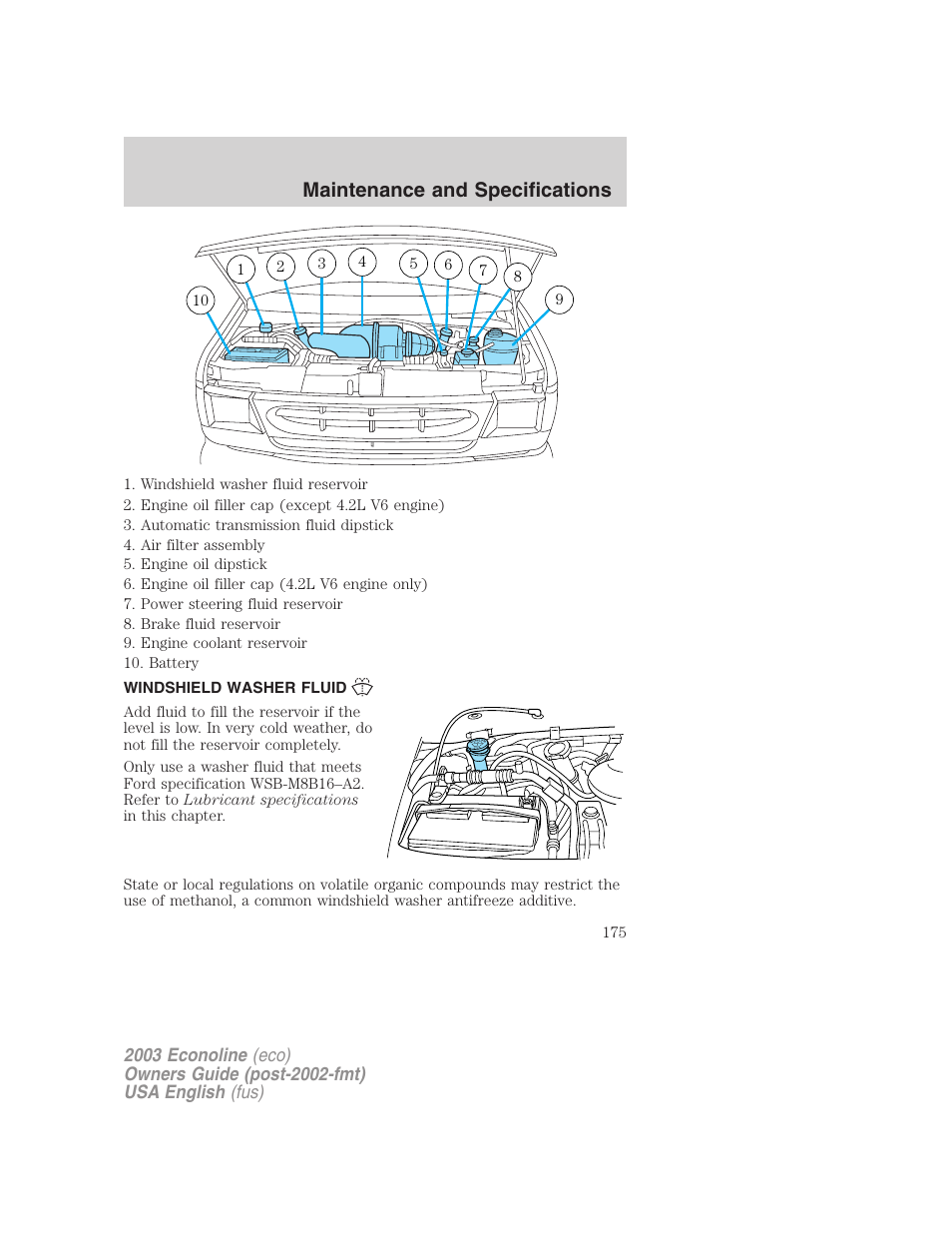 Maintenance and specifications | FORD 2003 E-550 v.2 User Manual | Page 175 / 232