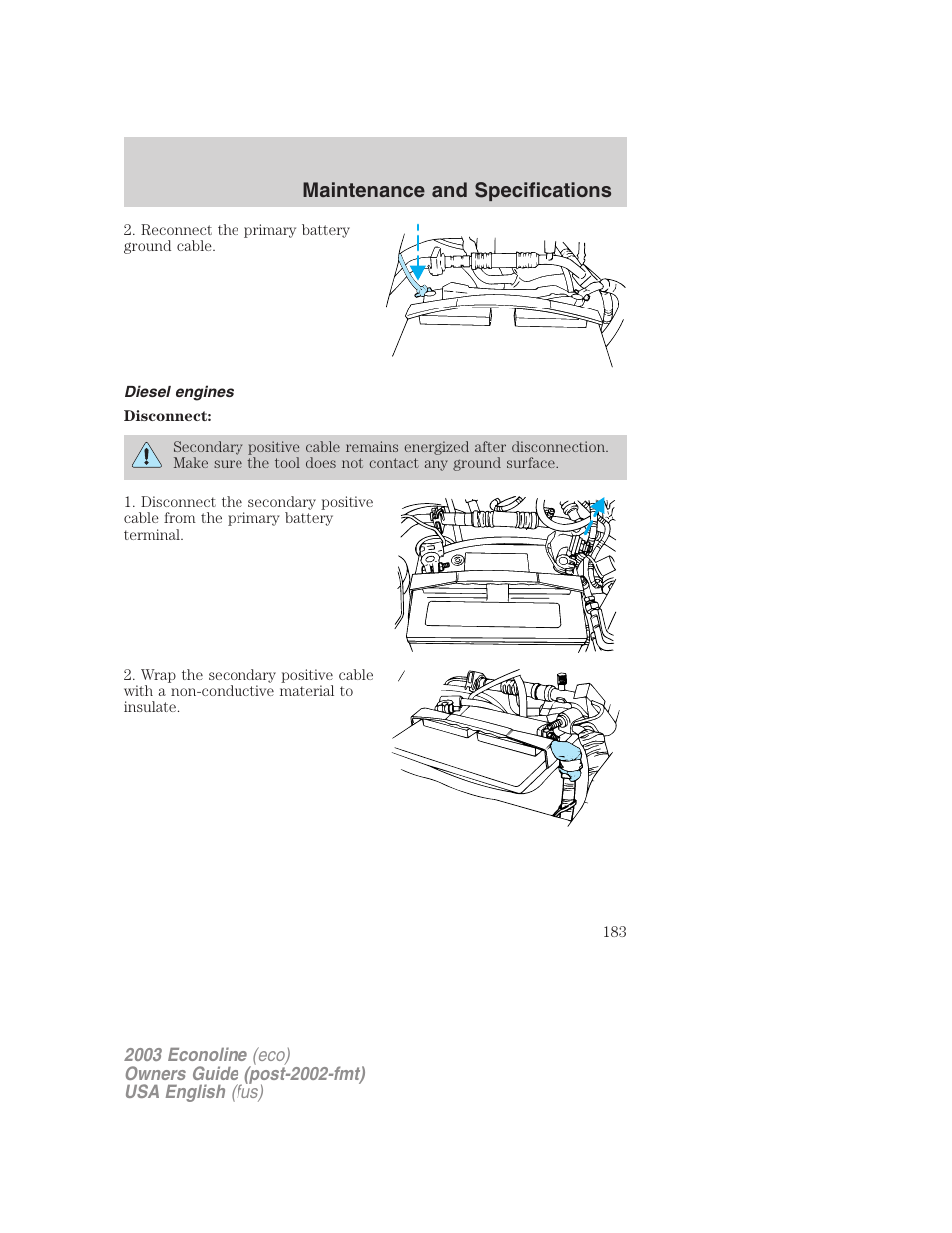 Maintenance and specifications | FORD 2003 E-550 v.2 User Manual | Page 183 / 232