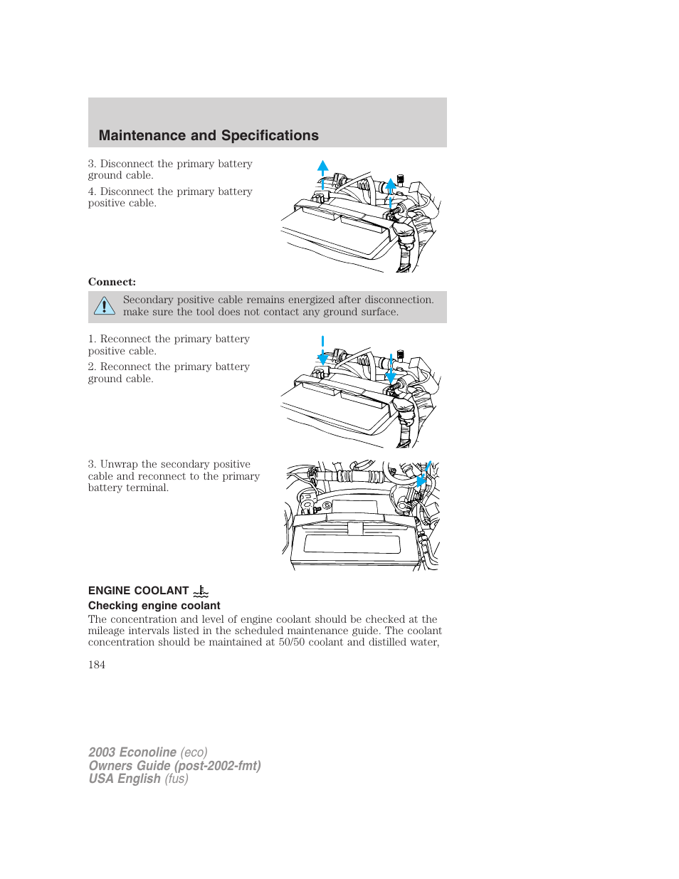 Maintenance and specifications | FORD 2003 E-550 v.2 User Manual | Page 184 / 232