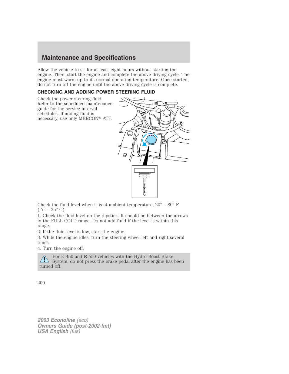 Maintenance and specifications | FORD 2003 E-550 v.2 User Manual | Page 200 / 232