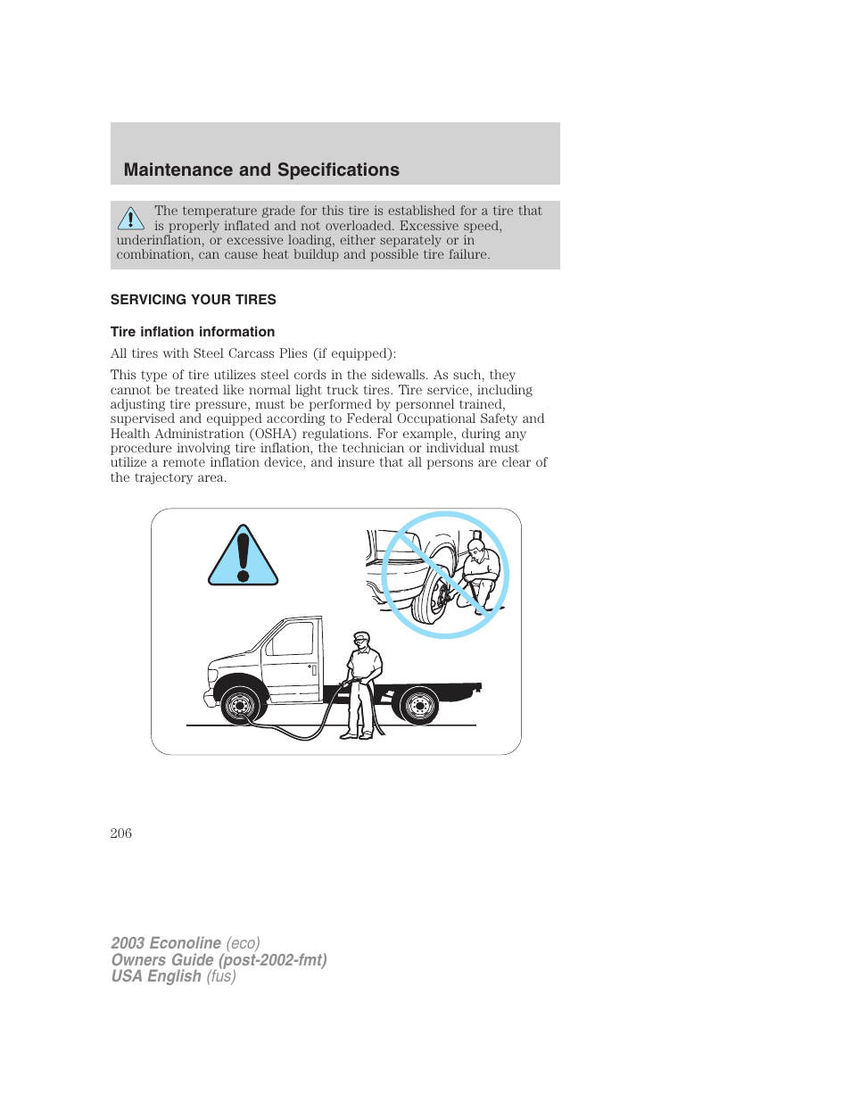 Maintenance and specifications | FORD 2003 E-550 v.2 User Manual | Page 206 / 232