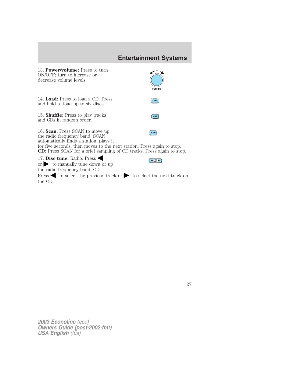 Entertainment systems | FORD 2003 E-550 v.2 User Manual | Page 27 / 232