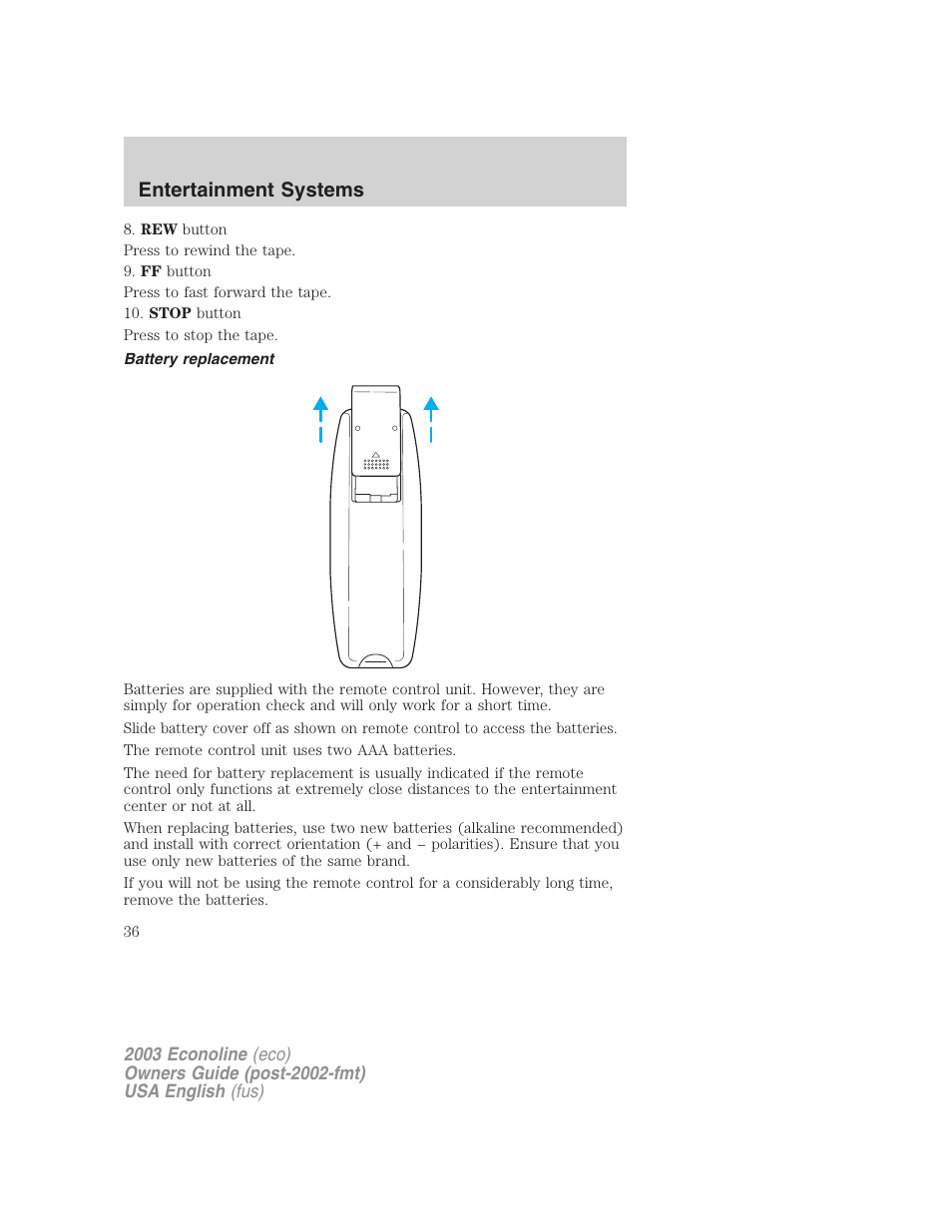 Entertainment systems | FORD 2003 E-550 v.2 User Manual | Page 36 / 232