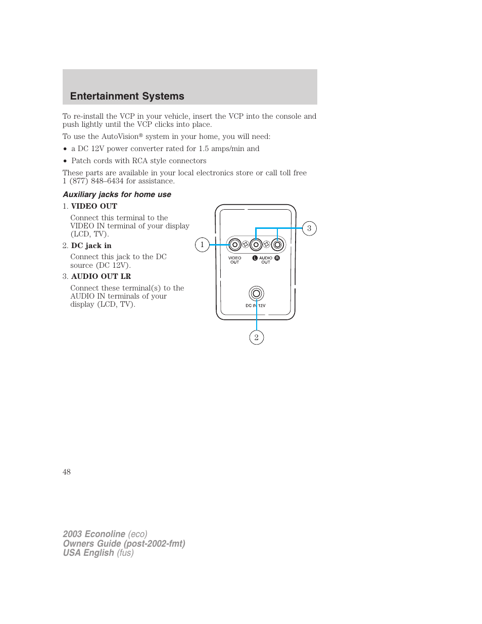 Entertainment systems | FORD 2003 E-550 v.2 User Manual | Page 48 / 232