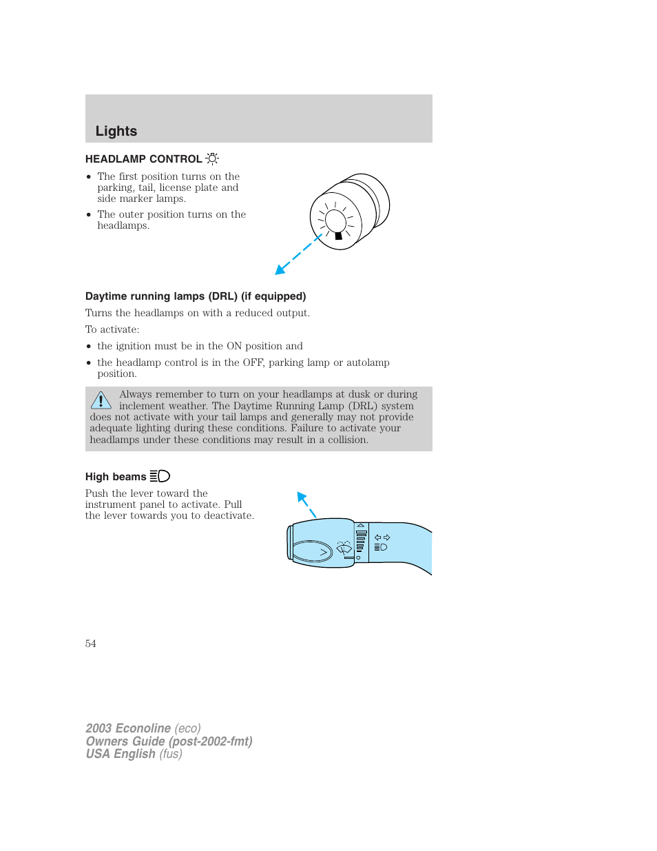 Lights | FORD 2003 E-550 v.2 User Manual | Page 54 / 232