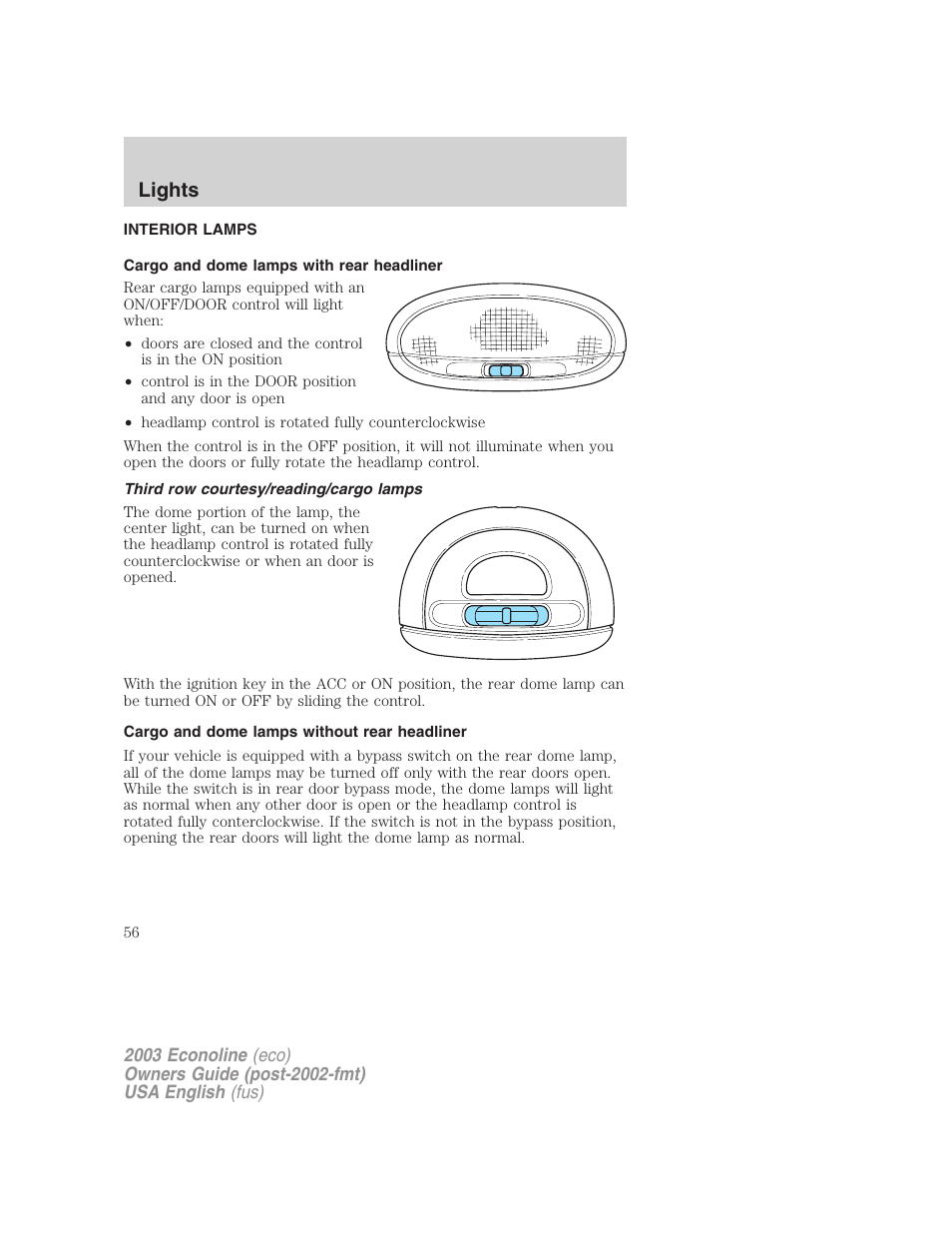 Lights | FORD 2003 E-550 v.2 User Manual | Page 56 / 232