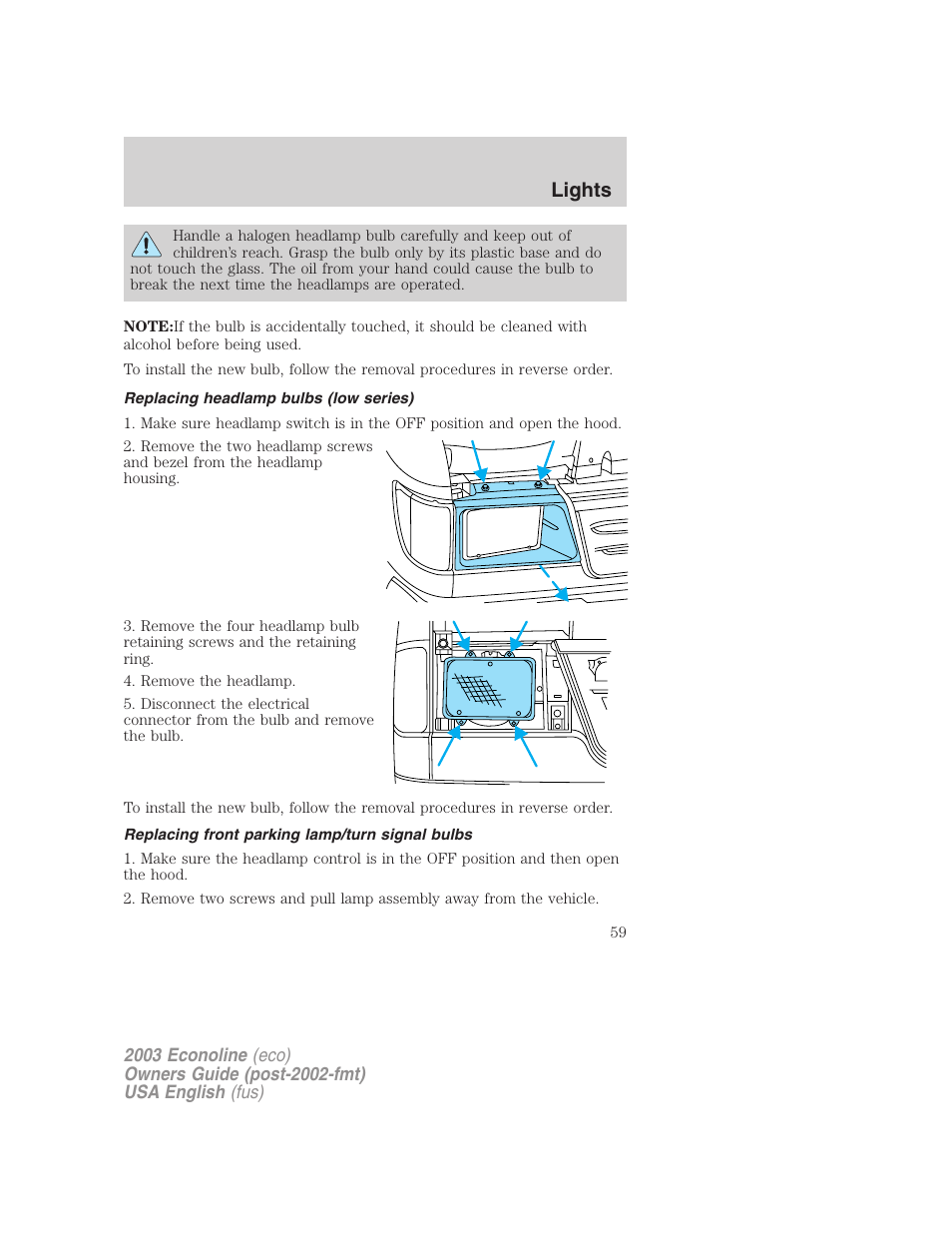 Lights | FORD 2003 E-550 v.2 User Manual | Page 59 / 232