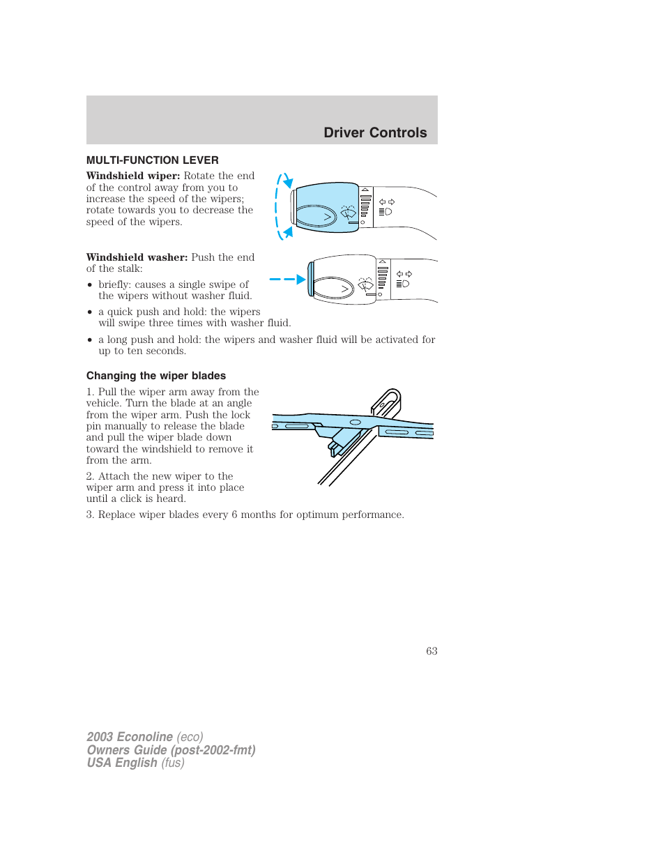 Driver controls | FORD 2003 E-550 v.2 User Manual | Page 63 / 232